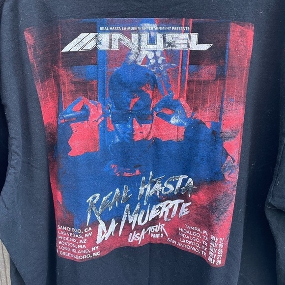 Anuel Real Hasta Da Muerta Black Graphic Band Tour Tee - Picture 6 of 6